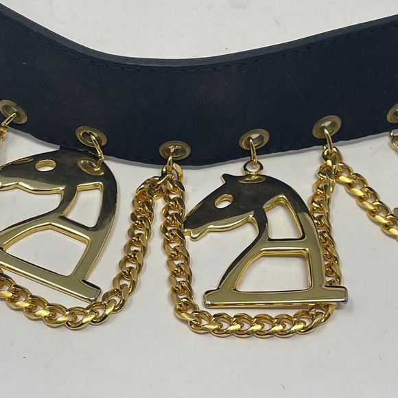 Crisca Black Leather Gold Charm Belt main image 10